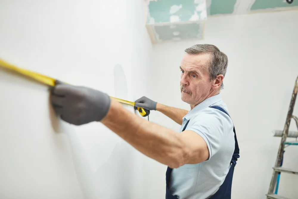 Measuring Wall with Measuring Tape