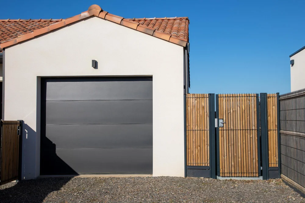 Modern home gray split sequential Attached garage